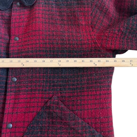 Vtg Woolrich Buffalo Plaid Wool Coat Size L Barn Lodge Cabincore Rustic Hunting - Picture 16 of 16